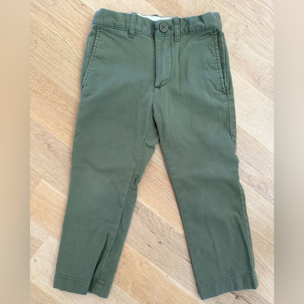 Jcrew Crewcuts Size 4 Kids Green Khaki Pants with Adjustable Waist Chinos